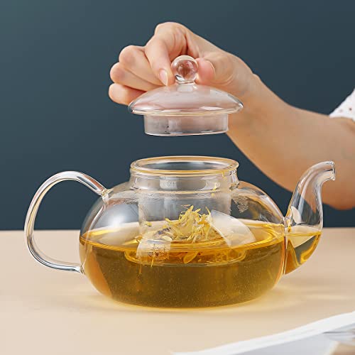 Glass Teapot with Removable Infuser, Safe Kettle, Blooming and Loose Leaf  Tea Maker Set